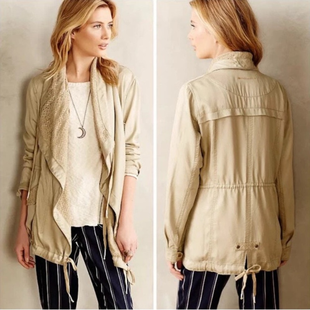 Anthropologie Hei Hei Utility Jacket Relaxed Fit Mid-Hip Length Tan Sz S